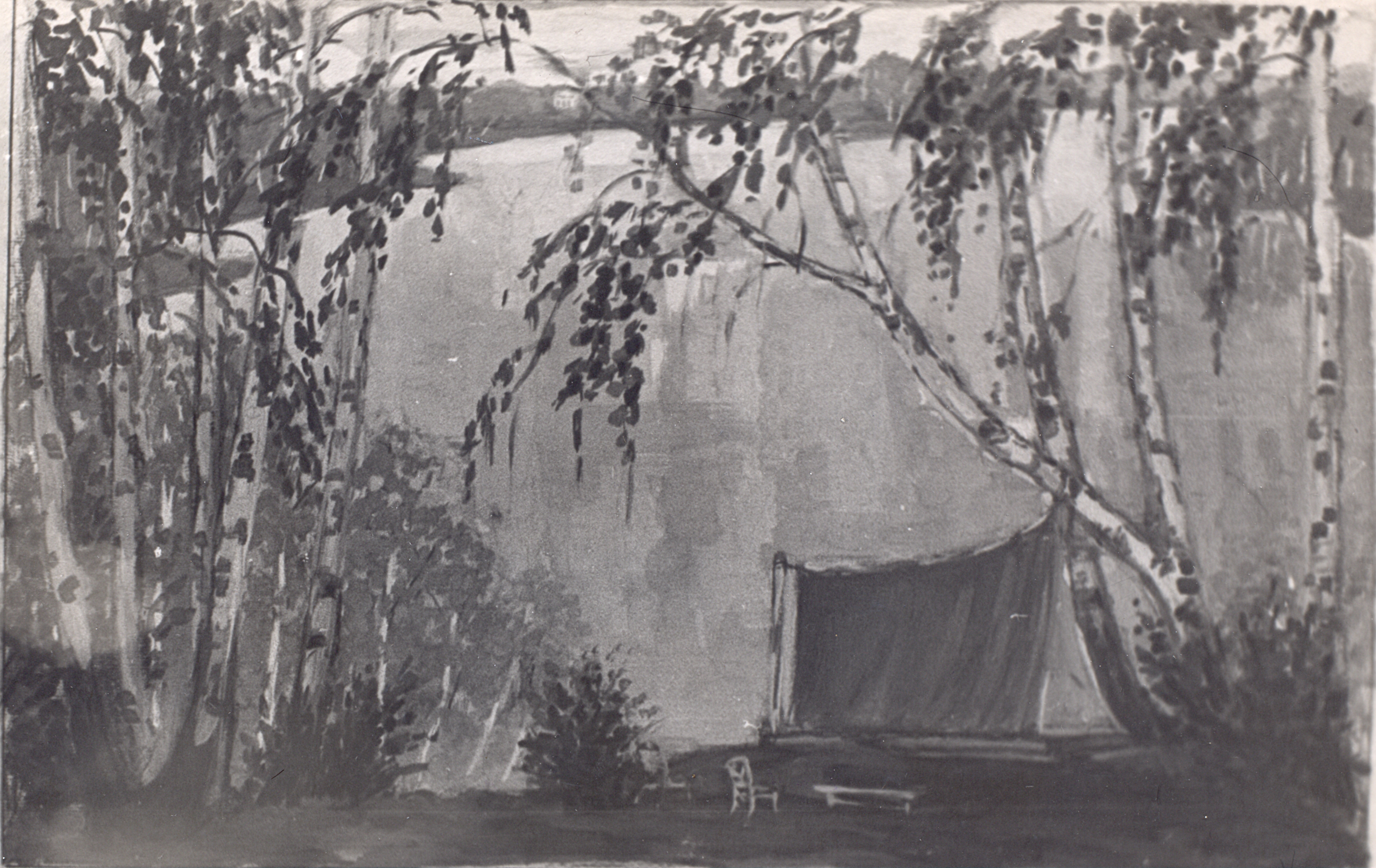 «ЧАЙКА». Эскиз оформления. Худ. Л. Окс. 1959 г.